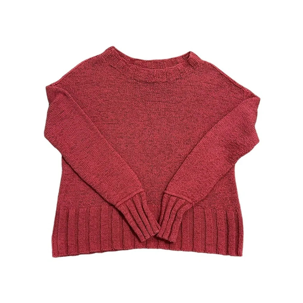 J.Crew Wide-rib crewneck sweater rose pink Sz S EUC